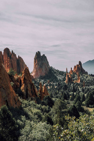 Dramatic red rock formations at Garden of the Gods in Colorado Springs