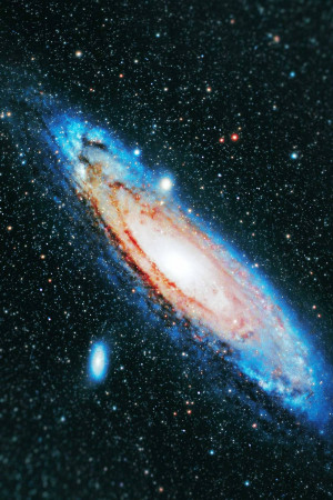 A stunning image of the Andromeda Galaxy, a spiral galaxy resembling our Milky Way.