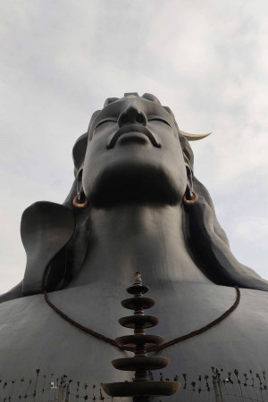 Close-up of the Adiyogi Shiva statue in India