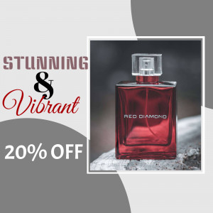 Red Diamond perfume bottle with a promotional offer of 20% off