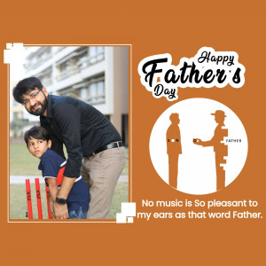 Father and son playing cricket with a Father's Day greeting