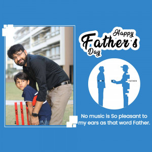 Father and son playing cricket with a Happy Father's Day message