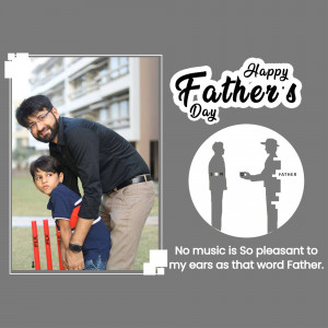 A heartwarming Father's Day image featuring a father and son playing cricket with a decorative design.