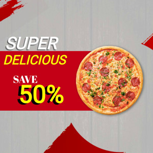 Super Delicious Pizza - 50% Off! Flyer For Pinterest
