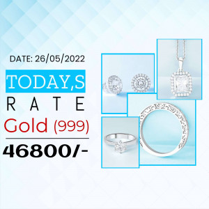 Image displaying today's gold rate and various gold jewelry items.