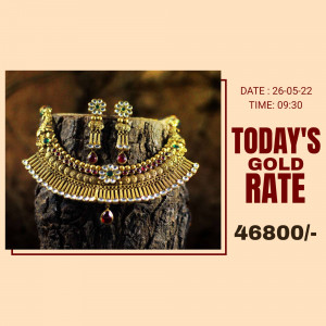 Gold jewelry with current gold rate displayed