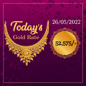 Gold jewelry with current gold rate displayed