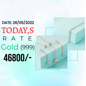 Image displaying today's gold rate (999) with jewelry