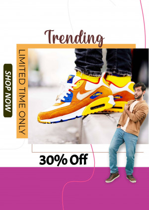 Man wearing stylish sneakers with a promotional offer
