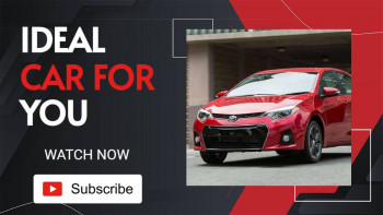 Red Toyota Corolla advertisement with text overlay