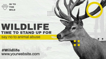 Image of a deer with text promoting wildlife conservation and against animal abuse.
