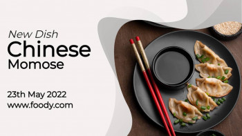 A plate of Chinese Momose with chopsticks and dipping sauce.