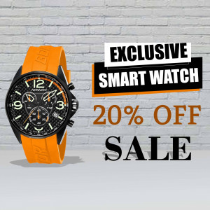 Orange smart watch on sale with 20% off
