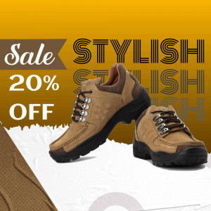 Brown leather hiking shoes on sale with 20% off