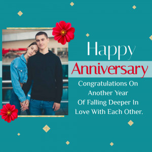 A couple celebrating their anniversary with a floral design.