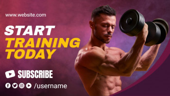 Muscular man lifting dumbbells with text overlay 'Start Training Today'