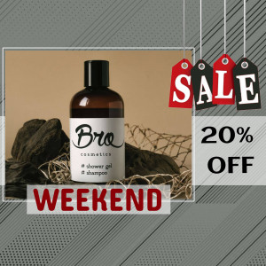 Bro Cosmetics shower gel bottle with sale promotion