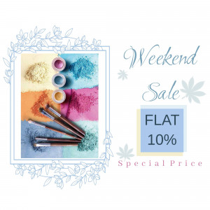 Makeup products with a weekend sale promotion