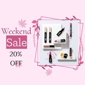 Cosmetic products on sale with a pink floral design