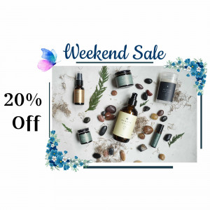 Skincare products with a weekend sale promotion