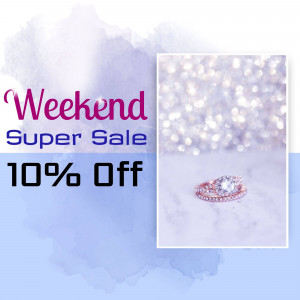 Jewelry sale advertisement with a diamond ring and weekend promotion
