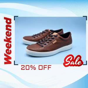 Brown leather sneakers on sale with a weekend promotion