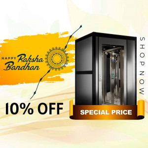 Elevator with Raksha Bandhan decoration and discount offer