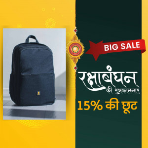 Black backpack with Raksha Bandhan sale promotion