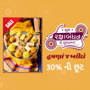 Raksha Bandhan sweets platter with a sale promotion