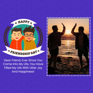 Friendship Day greeting with two friends celebrating