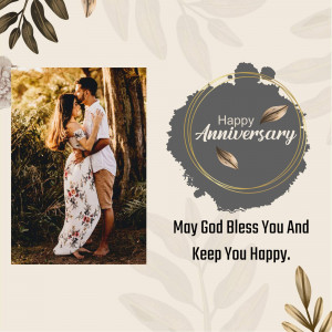 Couple embracing with anniversary wishes