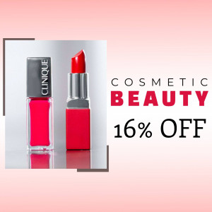 Clinique lipstick and nail polish with a 16% off promotion