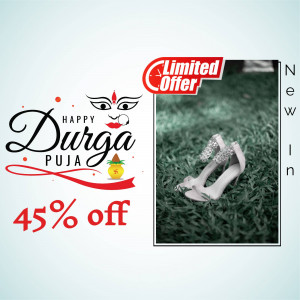 Durga Puja offer with shoes and festive elements