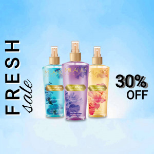 Three bottles of Milano Fresh Splash body mist on sale