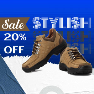 Brown leather hiking boots on sale with a 20% discount