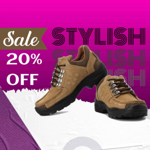 Brown leather hiking shoes on sale with a 20% discount