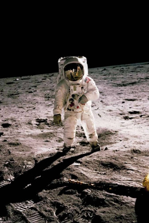 Astronaut standing on the lunar surface