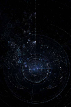 Abstract fractal art with concentric circles and blue hues