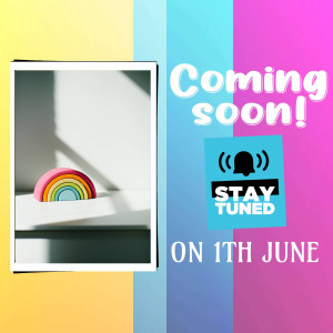 Image with a rainbow toy and 'Coming Soon' text