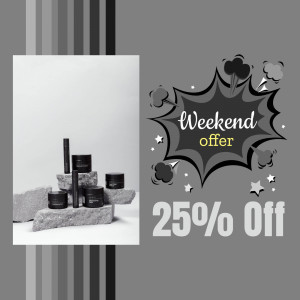 Skincare products with a weekend offer promotion