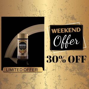 Nescafé Gold jar with a weekend offer promotion