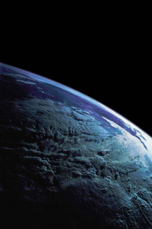 A stunning view of Earth from orbit, showcasing clouds and landmasses.