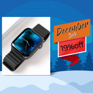 Black smartwatch with a black band on sale in December