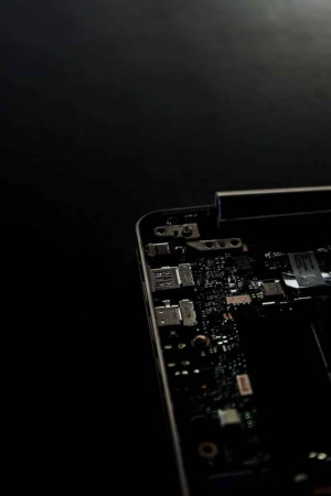 Close-up of a disassembled smartphone showing internal components