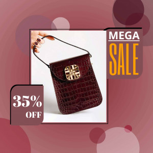 Burgundy crocodile-patterned handbag with gold clasp on sale