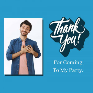 Man expressing gratitude with 'Thank You' text overlay