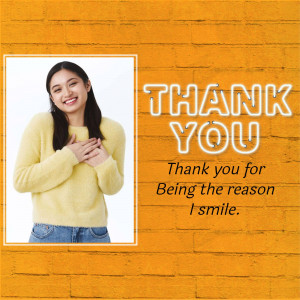 Woman expressing gratitude with a 'Thank You' message