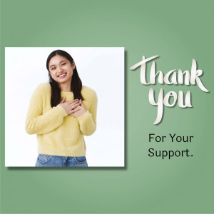 Woman expressing gratitude with a thank you message