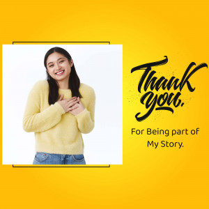 Woman expressing gratitude with a thank you message