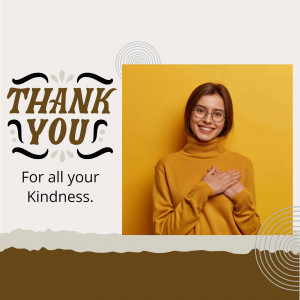 Woman expressing gratitude with hands over heart